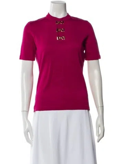 Pre-owned Ferragamo Crew Neck Sweater In Pink