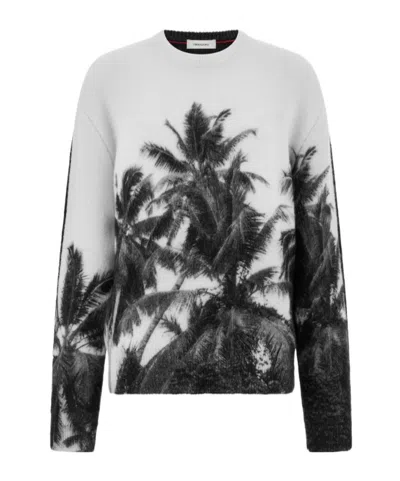 FERRAGAMO CREW NECK SWEATER WITH TRINIDAD PRINT