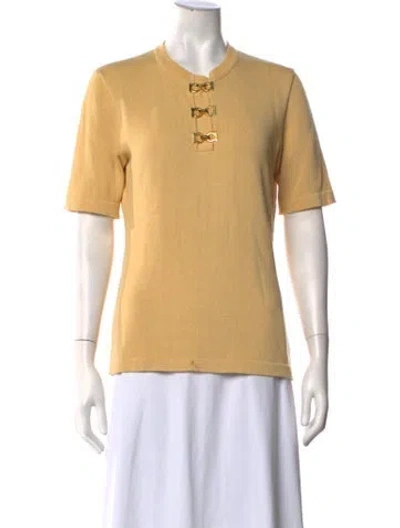 Pre-owned Ferragamo Crew Neck Sweater In Yellow
