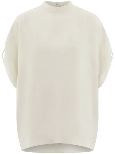 Ferragamo Crew Neck T-shirt With Turned Up Sleeve In White