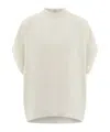 Ferragamo Crew Neck T-shirt With Turned Up Sleeve In White