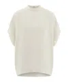 Ferragamo Crew Neck T-shirt With Turned Up Sleeve In White
