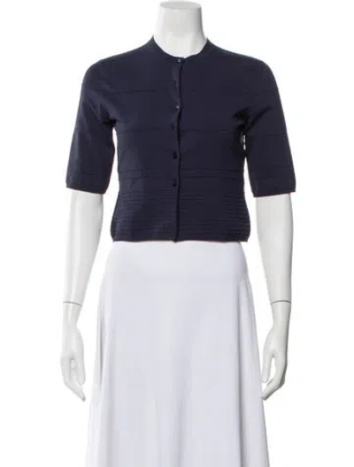 Pre-owned Ferragamo Crew Neck Three-quarter Sleeve Top In Blue