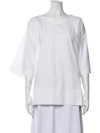 Pre-owned Ferragamo Crew Neck Three-quarter Sleeve Top In White