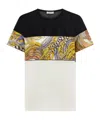 Ferragamo Crewneck T-shirt With Silk Inserts In Multi