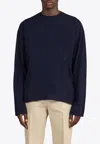 Ferragamo Crewneck Wool Sweater In Navy