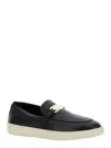 Ferragamo 'crio' Black Loafers With Logo Plaque In Black