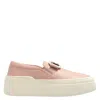 Ferragamo Gold Buckle Soft Leather Slip-on Sneaker In Beige