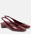 Ferragamo Croc-effect Leather Slingback Pumps In Burgundy