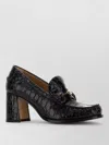 Ferragamo Croc-embossed Block Heel Round Toe Pumps In Black
