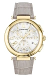 Ferragamo Legacy Chronograph Watch In Ivory/gold