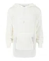 Ferragamo Crochet Drop-sleeve Hoodie With Ribbon Trim In White