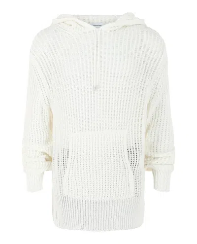 FERRAGAMO CROCHET DROP-SLEEVE HOODIE WITH RIBBON TRIM