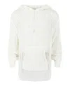 Ferragamo Crochet Drop-sleeve Hoodie With Ribbon Trim In White