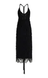 Ferragamo Crocheted Silk-blend Midi Halter Dress In Schwarz