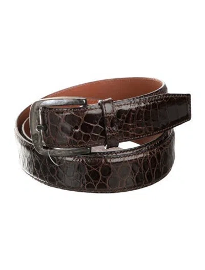 Pre-owned Ferragamo Crocodile Belt In Brown