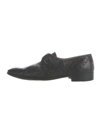 Pre-owned Ferragamo Crocodile Brogues In Black