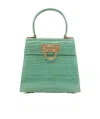 Ferragamo Crocodile Effect Handbag In Green