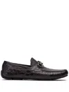 Ferragamo Crocodile-effect Leather Loafers In Black