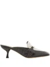 Ferragamo Crocodile-effect Mules In Neutral