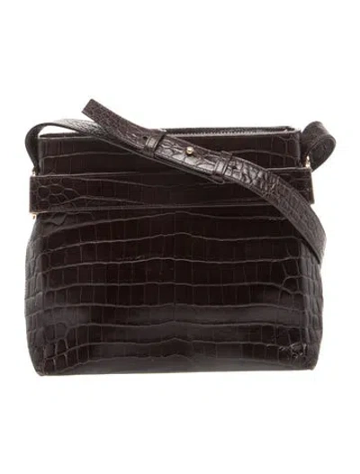 Pre-owned Ferragamo Crocodile Messenger Bag In Brown
