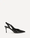 Ferragamo Crocodile-effect Leather Slingback Pumps In Black