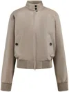 Ferragamo Cropped Nappa Bomber Jacket In Grey