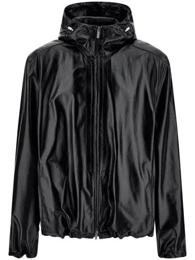 Ferragamo Cropped Nappa Parka In Black