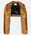 Ferragamo Cropped Shearling Jacket In Brown