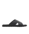 Ferragamo Cross-strap Slippers In Black