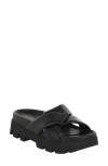 Ferragamo Braided Leather Air Lug Slides In Black