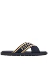 Ferragamo Sandal With Crossover Straps In Blue