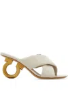 Ferragamo Zilda 70 Gancini Leather Sandals In White