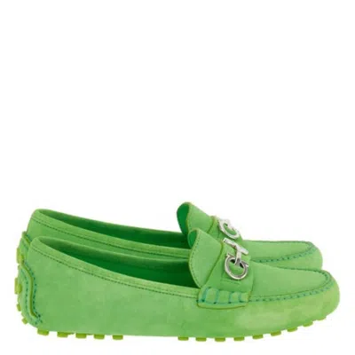 Ferragamo Crosta Gancini Ornament Driver In Green