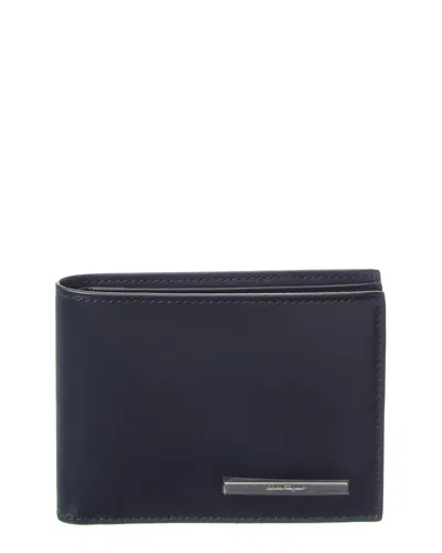 Ferragamo Crosta Leather Wallet In Blue