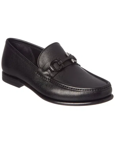 Ferragamo Crown Gancini Bit Leather Loafer In Black