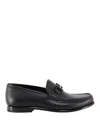 Ferragamo Crown Leather Loafer With Gancini Detail In Negro