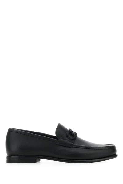 Ferragamo Grandioso2 Leather Loafers With Gancini Buckle In Black