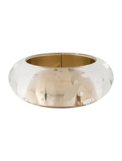 Pre-owned Ferragamo Crystal & Resin Bangle Bracelet, 7.75" In Transparent