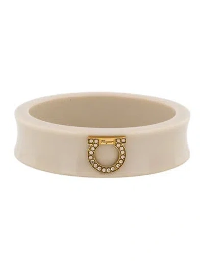 Pre-owned Ferragamo Crystal & Resin Bangle Bracelet, 8.25" In Neutrals