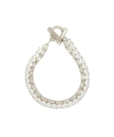 Ferragamo Crystal Bracelet In Silver