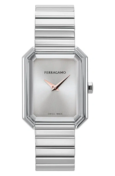 Ferragamo Crystal Bracelet Watch, 27mm X 34mm In Stainless Steel