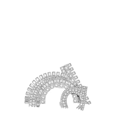 Ferragamo Crystal Brooch In White