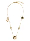 Ferragamo Crystal Charm Necklace In Gold