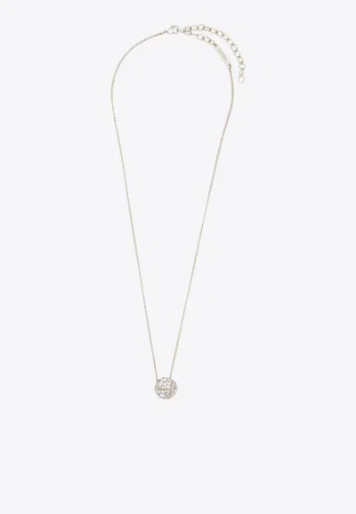 Ferragamo Crystal Charm Necklace In Silver