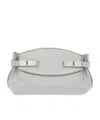 Ferragamo Crystal Decorated Mini Hug Shoulder Bag In Gray