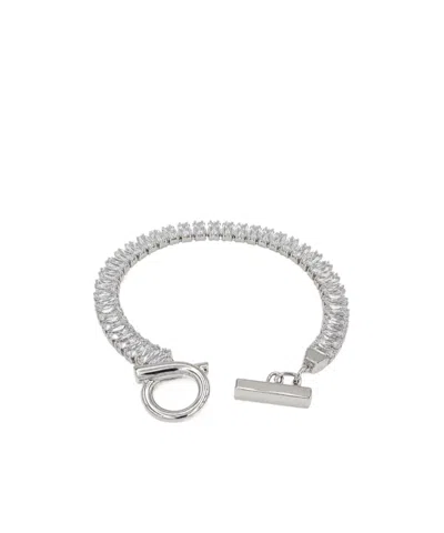 Ferragamo Crystal Decorative Bracelet In Silver