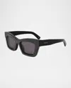 Ferragamo Crystal Embellished Acetate Cat-eye Sunglasses In Black