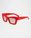 Ferragamo Crystal Embellished Acetate Cat-eye Sunglasses In Red