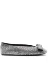 Ferragamo Crystal-embellished Ballet Flat In Gray